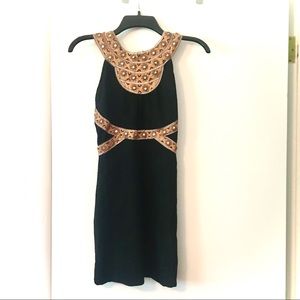 Free people bohemian black and gold bodycon dress